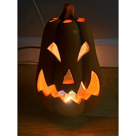 (2) Ceramic Jack O Lantern Decorative Pumpkins - Fall Autumn Halloween - Picture 10 of 11